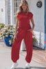 Racing Red Solid Color Cropped Tank Top and Jogger Pants Set by Wild and Free Boutique