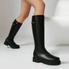 Women’s Retro British-Style Riding Boots – Leather Belt Buckle Knee Boots by FitiqueFit