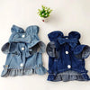 Pets Jeans Dress Apparel Dog Ruffles Vest Pet Harness Denim Dress Puppy Blue Jeans Clothes Cat Dogs Leash Hook Chest Back Dress by My Store