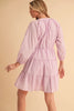 Notched Balloon Sleeve Tiered Mini Dress For Women–Trendy, Chic Style with Modern Balloon Sleeves, Tiered Layers for a Playful & Flirty Look by Stevvex