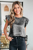 Gold Metallic Round Neck Ruffle Trim Sleeveless Top by Wild and Free Boutique
