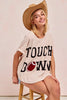 BiBi Game Day Touchdown Letter Patches Waffle Short Top by Wild and Free Boutique