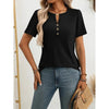 Women’s Notch V‑Neck Short‑Sleeve Tunic Top by FitiqueFit