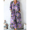 Women's Retro Chic 3D Print V-Neck Long-Sleeve A-Line Dress by FitiqueFit