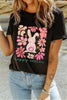 Black Happy Easter Bunny Flower Printed Casual Tee by Wild and Free Boutique