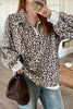 Brown Leopard Print Quarter Zip Corduroy Sweatshirt by Wild and Free Boutique