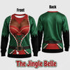Cheeky Santa Ugly Christmas Sweatshirt, Funny Costume Illusion Crewneck Pullover with Elf and Reindeer Print Knitted Sweater