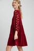 Dotted Lace Sleeve Tiered Velvet Mini Dress For Women – Vintage Lace Dress, Tiered Velvet Dress, Elegant Party Dress, Whimsical Lace Sleeve Dress, Chic Mini Dress by Stevvex