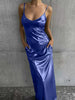 Textured Mirror-Finish U-Neck Slip Maxi Dress with Pockets by FitiqueFit