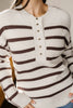 Brown Stripe Ribbed Henley Drop Shoulder Slouchy Sweater by Wild and Free Boutique