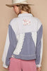 Classic Artistic Crochet Patch Exposed Seam Button Up Jacket Chic & Edgy Outerwear by Stevvex