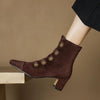 Women’s Retro Suede Chunky-Heel Side-Zip Ankle Boots by FitiqueFit