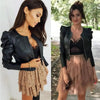 Elegance Autumn And Winter New Solid Color Jacket For Women's PU Leather Warmth Fashion Long-Sleeved Jacket For Women by Stevvex