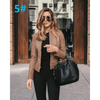 Elegance Autumn And Winter New Solid Color Jacket For Women's PU Leather Warmth Fashion Long-Sleeved Jacket For Women by Stevvex