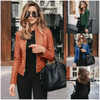 Elegance Autumn And Winter New Solid Color Jacket For Women's PU Leather Warmth Fashion Long-Sleeved Jacket For Women by Stevvex