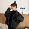 Elegance Black Denim Short Jackets For Women Loose Single Breasted Button Pockets Stylish Chic Retro Casual Streetwear For Women by Stevvex