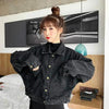 Elegance Black Denim Short Jackets For Women Loose Single Breasted Button Pockets Stylish Chic Retro Casual Streetwear For Women by Stevvex