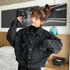 Elegance Black Denim Short Jackets For Women Loose Single Breasted Button Pockets Stylish Chic Retro Casual Streetwear For Women by Stevvex