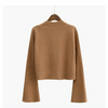 Elegance Cardigan Autumn Long Flare Sleeve Short Sweater Women Ribbed Knitted Cotton Tops Black White Ladies Soft Outwear Female by Stevvex