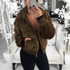 Elegance Faux Fur Women Coat With Hood High Waist Fashion Slim Black /Red /Pink Faux Fur Jacket Fake Rabbit Fur Coats by Stevvex