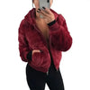 Elegance Faux Fur Women Coat With Hood High Waist Fashion Slim Black /Red /Pink Faux Fur Jacket Fake Rabbit Fur Coats by Stevvex