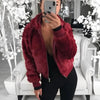 Elegance Faux Fur Women Coat With Hood High Waist Fashion Slim Black /Red /Pink Faux Fur Jacket Fake Rabbit Fur Coats by Stevvex