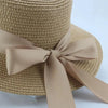 Elegant Adult Bucket Hat Beach Summer Straw Hats for Women Beach Sun Straw Hat Wide Luxury Comfortable Hat Flat Top Ribbon Bowknot Elegant Luxury Women Summer Hat 56-58cm by Stevvex