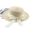 Elegant Adult Bucket Hat Beach Summer Straw Hats for Women Beach Sun Straw Hat Wide Luxury Comfortable Hat Flat Top Ribbon Bowknot Elegant Luxury Women Summer Hat 56-58cm by Stevvex