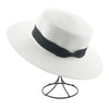 Elegant Adult Bucket Hat Beach Summer Straw Hats for Women Beach Sun Straw Hat Wide Luxury Comfortable Hat Flat Top Ribbon Bowknot Elegant Luxury Women Summer Hat 56-58cm by Stevvex