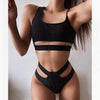 Elegant Black 2 Piece Bikini Push Up Swimwear Women's Neck Cut Out Front Lace Up Back High Cut Bikini Set Women Swimsuits Bathing Suit Comfortable Swimming Suit For Women by Stevvex