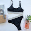 Elegant Black High Waist Swimwear Bikini Women's Swimsuits Push Up Shiny Splicing Bikinis High Cut Bathing Suits Women Bikini Set Push Up High Waist Swimsuit Two Piece Bathing Suit For Girls by Stevvex