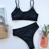 Elegant Black High Waist Swimwear Bikini Women's Swimsuits Push Up Shiny Splicing Bikinis High Cut Bathing Suits Women Bikini Set Push Up High Waist Swimsuit Two Piece Bathing Suit For Girls by Stevvex