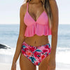 Elegant Black High Waist Two Pieces Bikini Set Women Two Pieces Bathing Suits Ruffled High Waist Bikini Set Swimsuit Female Women Beachwear Swimwear Bather Bathing Suit For Vacation by Stevvex