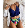 Elegant Black High Waist Two Pieces Bikini Set Women Two Pieces Bathing Suits Ruffled High Waist Bikini Set Swimsuit Female Women Beachwear Swimwear Bather Bathing Suit For Vacation by Stevvex