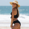Elegant Black High Waist Two Pieces Bikini Set Women Two Pieces Bathing Suits Ruffled High Waist Bikini Set Swimsuit Female Women Beachwear Swimwear Bather Bathing Suit For Vacation by Stevvex