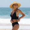 Elegant Black High Waist Two Pieces Bikini Set Women Two Pieces Bathing Suits Ruffled High Waist Bikini Set Swimsuit Female Women Beachwear Swimwear Bather Bathing Suit For Vacation by Stevvex