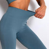 Elegant Blue Yoga Pants High Waisted Gym Leggings Yoga Leggings Seamless Gym Push Up Workout Stretch Fitness Sweatpants Ultra Soft Leggings Tight Sport Women Fitness Seamless Female Legging Tummy Control Running Pants For Training by Stevvex