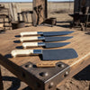 4-Piece Damascus Kitchen Knife Set — Chef, Slicer, Utility & Cleaver with White Camel Bone Handles & Steel Bolsters | JW Steel Crafts by JW SteelCrafts