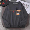 Elegant Cute Cat Print Sweatshirts Women Casual Crewneck Sportswear Fleece Warm Fleece Sweatshirt Loose Autumn Clothes Casual Women's Printed Hooded Sweatshirt Loose Tunic Blouse Top Utility Pockets Ladies Sweatshirts by Stevvex