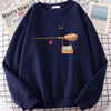Elegant Cute Cat Print Sweatshirts Women Casual Crewneck Sportswear Fleece Warm Fleece Sweatshirt Loose Autumn Clothes Casual Women's Printed Hooded Sweatshirt Loose Tunic Blouse Top Utility Pockets Ladies Sweatshirts by Stevvex