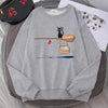 Elegant Cute Cat Print Sweatshirts Women Casual Crewneck Sportswear Fleece Warm Fleece Sweatshirt Loose Autumn Clothes Casual Women's Printed Hooded Sweatshirt Loose Tunic Blouse Top Utility Pockets Ladies Sweatshirts by Stevvex