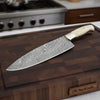 Gyuto Knife, Handmade Damascus Steel Blade, White Bone Handle with Steel Bolster, Full Tang Japanese Chef Knife, JW SteelCrafts by JW SteelCrafts
