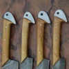 Damascus Kitchen Knife Set of 4 - Hand-Forged Full Tang Blades by JW SteelCrafts