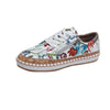 Elegant Floral Womens Sneakers Printed Lace Up Flat Shoes Fashion Round Toe Shoes Women Casual Sneakers Comfortable Tennis Shoes For Walking by Stevvex