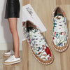 Elegant Floral Womens Sneakers Printed Lace Up Flat Shoes Fashion Round Toe Shoes Women Casual Sneakers Comfortable Tennis Shoes For Walking by Stevvex