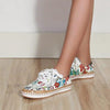 Elegant Floral Womens Sneakers Printed Lace Up Flat Shoes Fashion Round Toe Shoes Women Casual Sneakers Comfortable Tennis Shoes For Walking by Stevvex