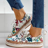 Elegant Floral Womens Sneakers Printed Lace Up Flat Shoes Fashion Round Toe Shoes Women Casual Sneakers Comfortable Tennis Shoes For Walking by Stevvex