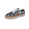 Elegant Floral Womens Sneakers Printed Lace Up Flat Shoes Fashion Round Toe Shoes Women Casual Sneakers Comfortable Tennis Shoes For Walking by Stevvex