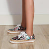 Elegant Floral Womens Sneakers Printed Lace Up Flat Shoes Fashion Round Toe Shoes Women Casual Sneakers Comfortable Tennis Shoes For Walking by Stevvex