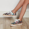 Elegant Floral Womens Sneakers Printed Lace Up Flat Shoes Fashion Round Toe Shoes Women Casual Sneakers Comfortable Tennis Shoes For Walking by Stevvex